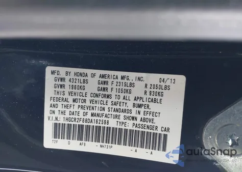 2013 Honda Accord Sdn Ex-L из США, поврежденный, VIN 1HGCR2F88DA162598